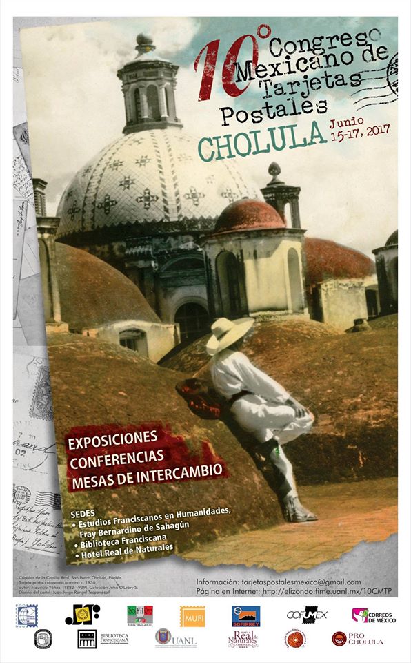 Invitación a la 10a. Exposición de Tarjetas Postales en Cholula, Puebla.