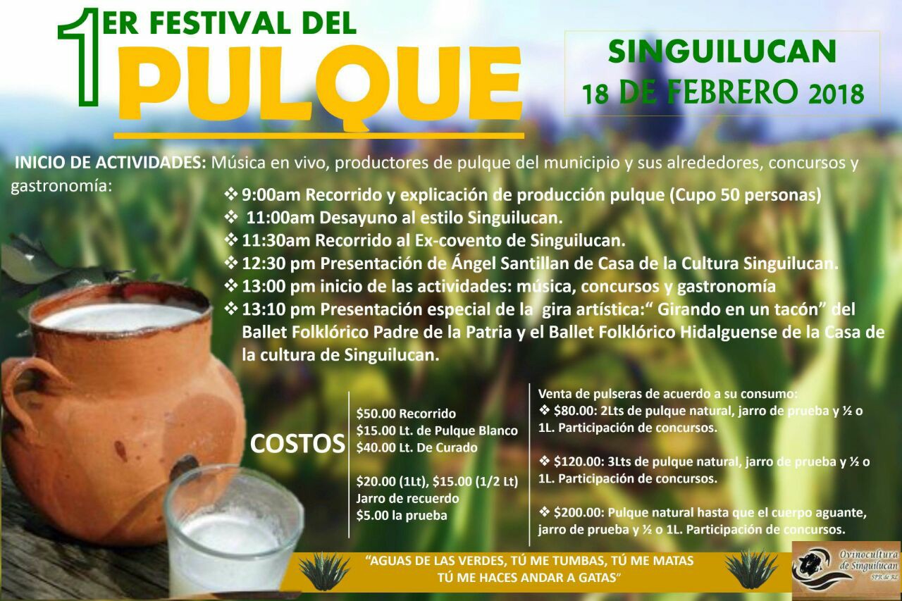1er. Festival de Pulque de Singuilucan Hidalgo, domingo 18 de febrero