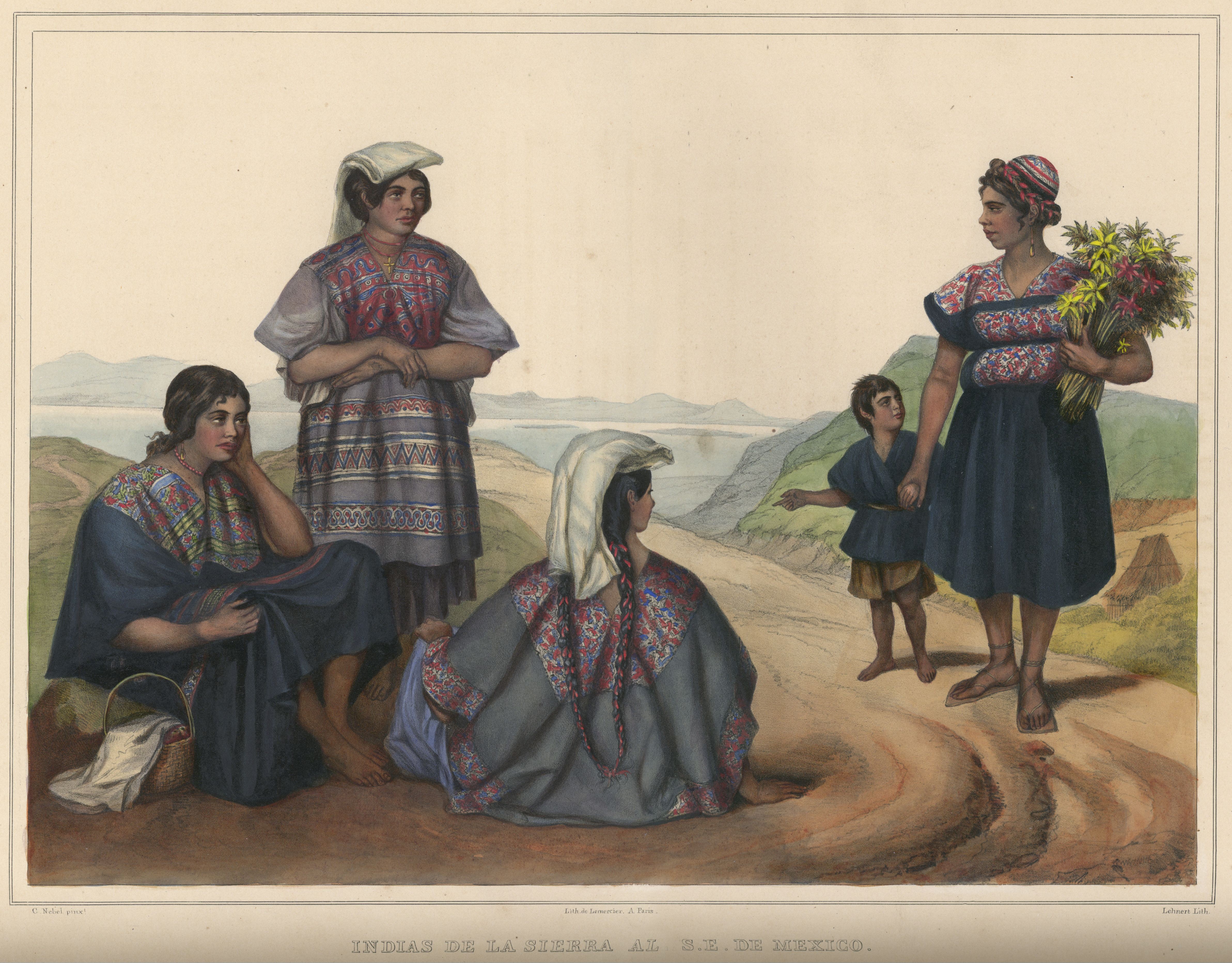 pulgar jefe bandera México en el siglo XIX Litografías y pinturas de Carl Nebel (1805-1855) –  Cultura y Delicias Prehispánicas
