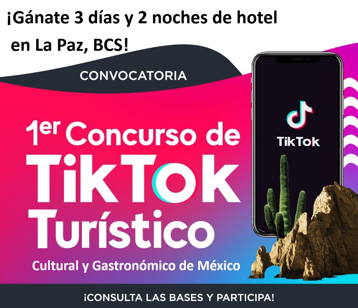 #VisitaBCS ¡Participa en el primer concurso turístico TikTok, y vete de vacaciones a Baja California Sur! Consulta las bases: